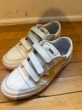 Vans Velcro White & Gold Sneakers